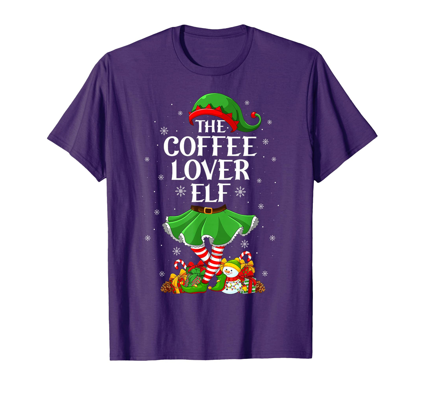 Coffee Lover Elf Christmas Family Elf Squad Xmas Girls Women T-Shirt