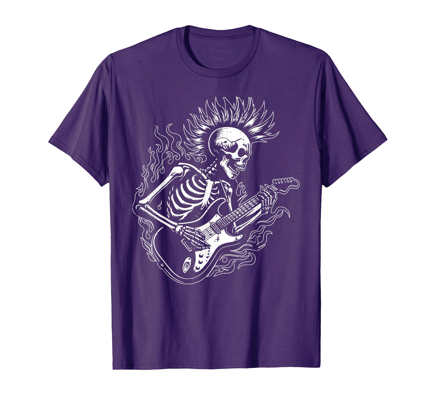Punk Rock Skeleton Electric Guitar Rocker Men Boys Kids T-Shirt