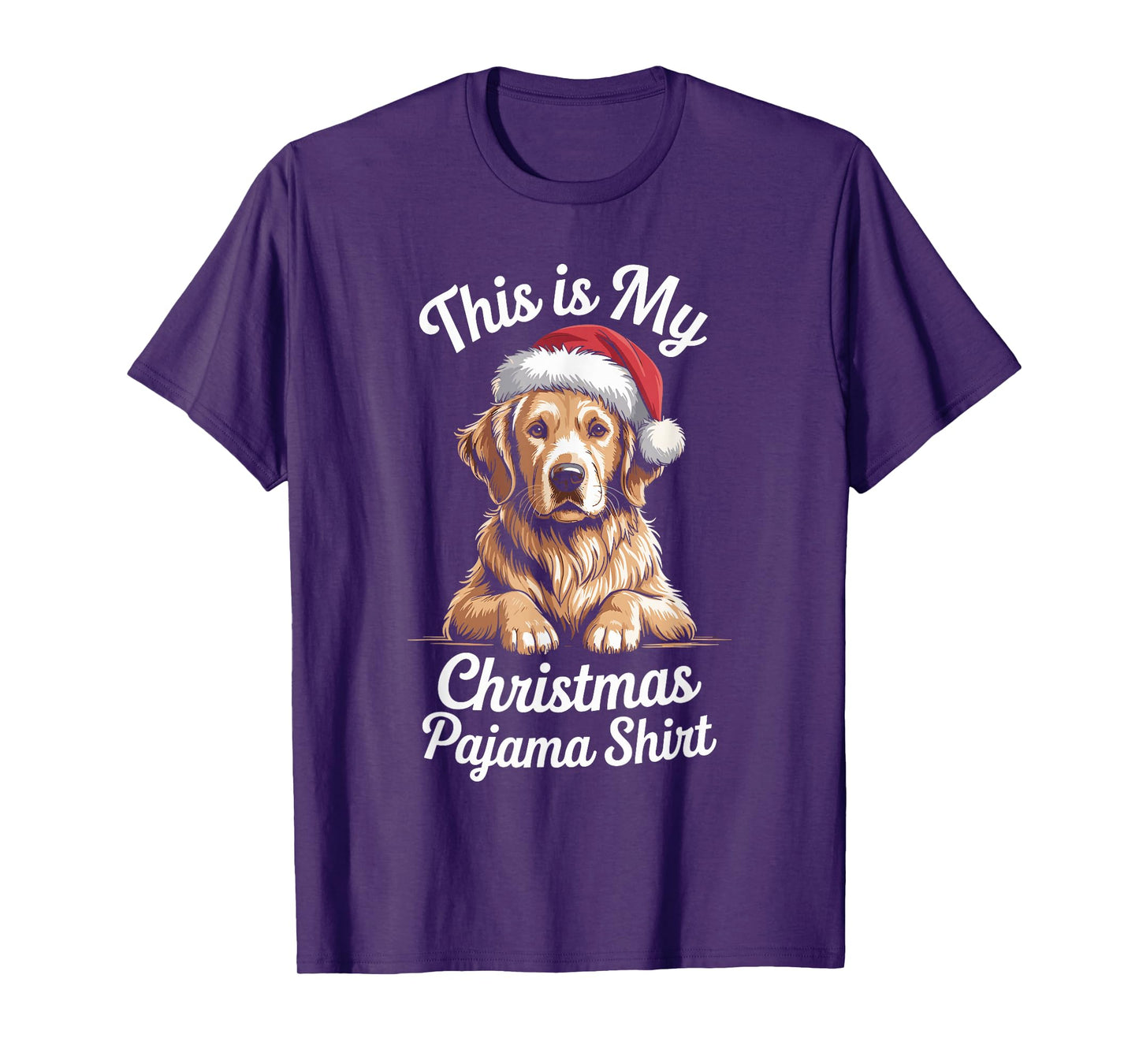 Golden Retriever Dog Santa Hat Christmas Pajama Men Women T-Shirt