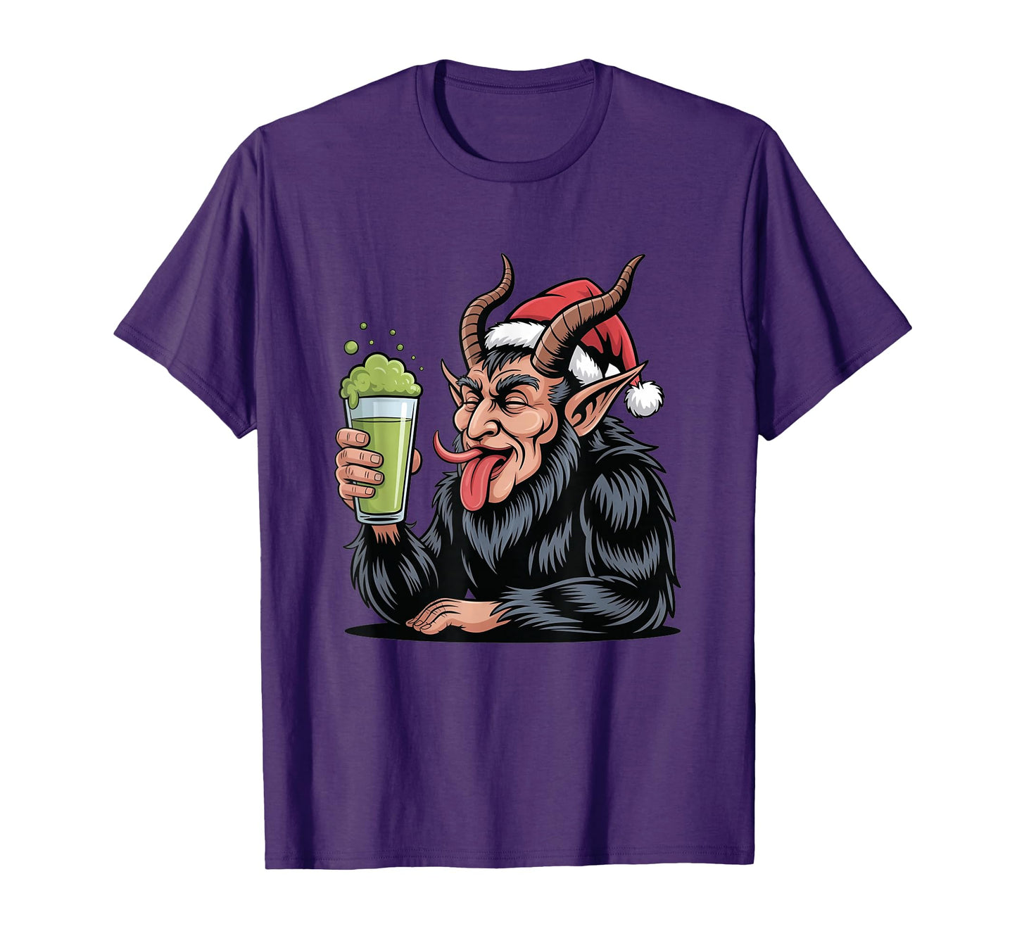 Evil Krampus Dark Santa Christmas Drinking Matcha Tea T-Shirt