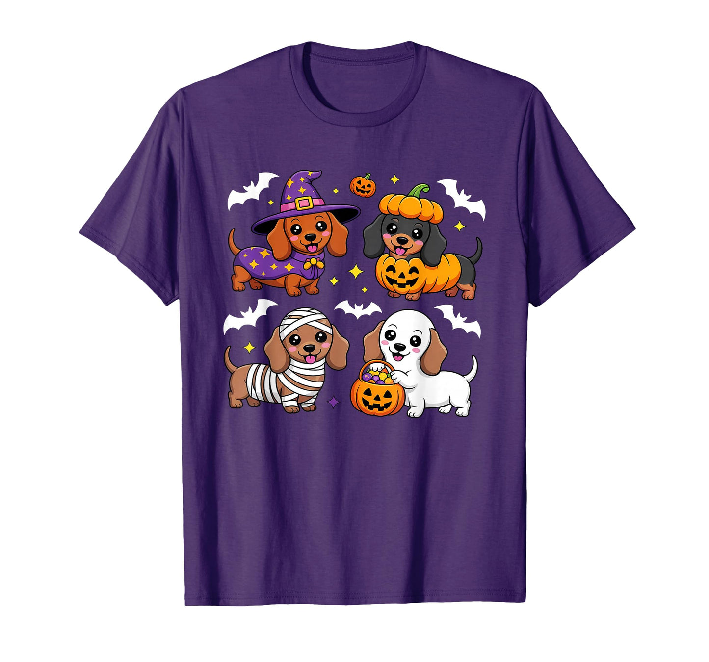 Weiner Dog Witch Happy Halloweenie Cute Halloween Dachshund T-Shirt