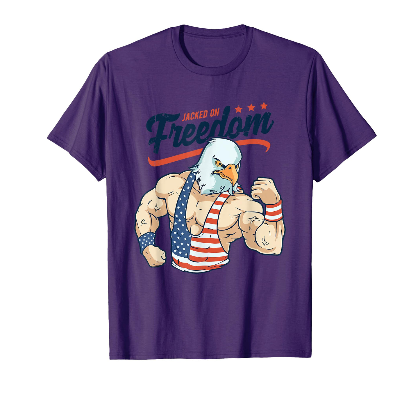 Funny Jacked on Freedom Eagle Workout 4th of July Gift T-Shirt