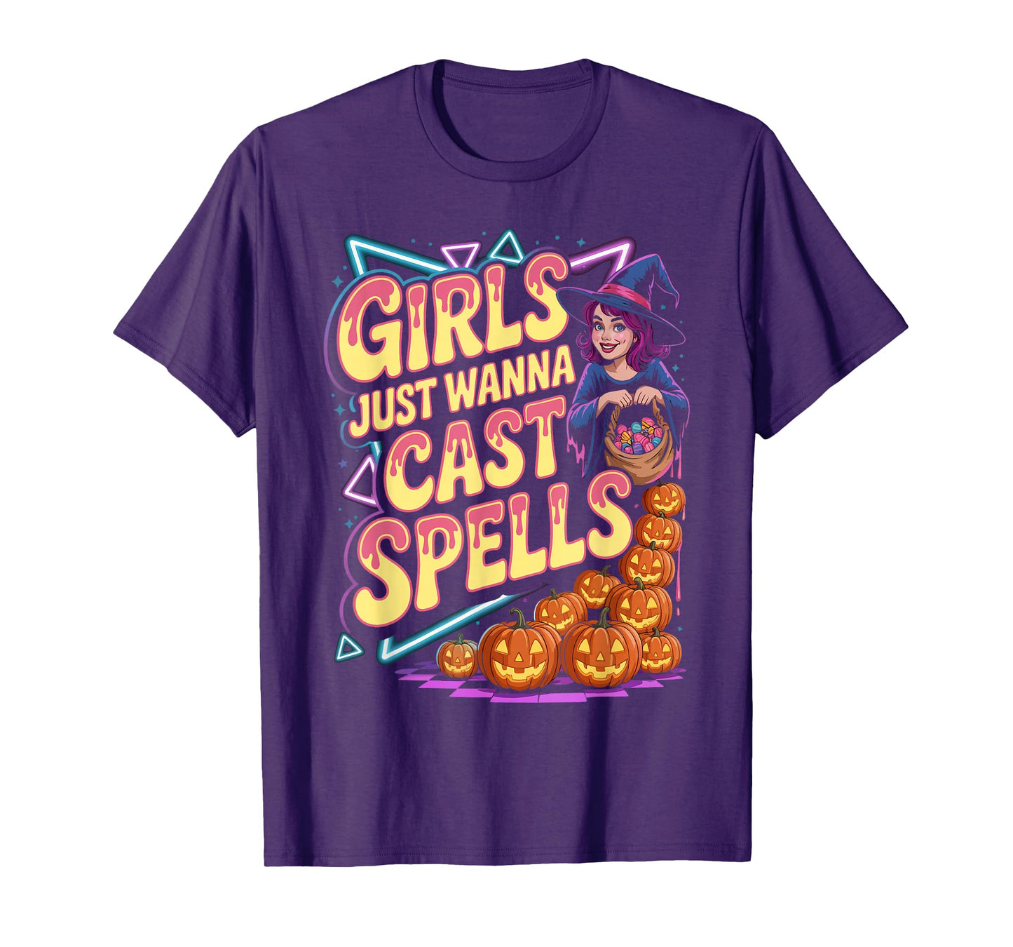 Retro 80s 90s Funny Cast Spells Halloween T-Shirt