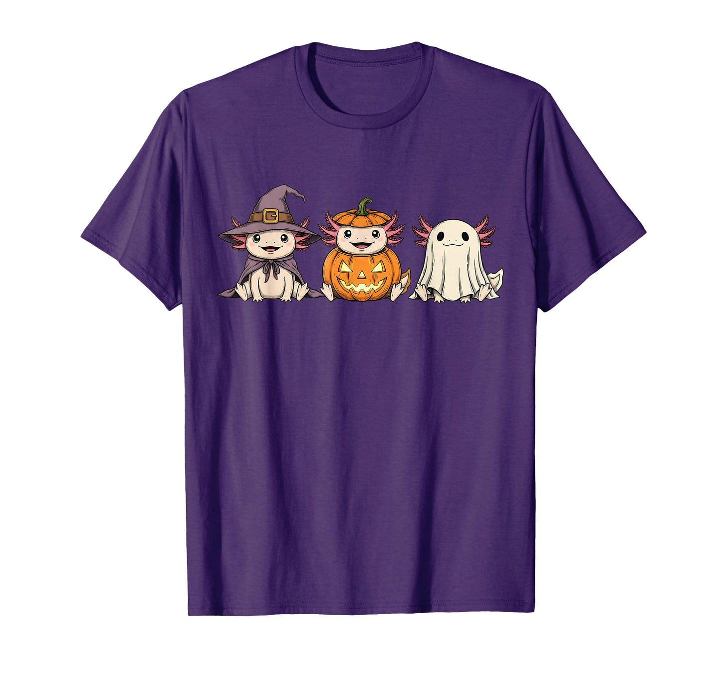 Spooky Ghost Axolotl Lover Pumpkin Halloween T-Shirt