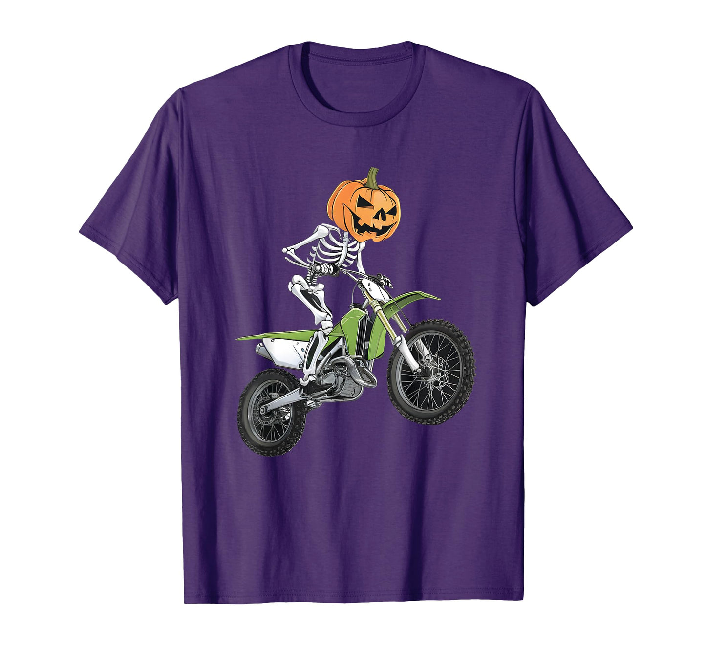 Skeleton Dirt Bike Rider Halloween Pumpkin Motocross Biker T-Shirt