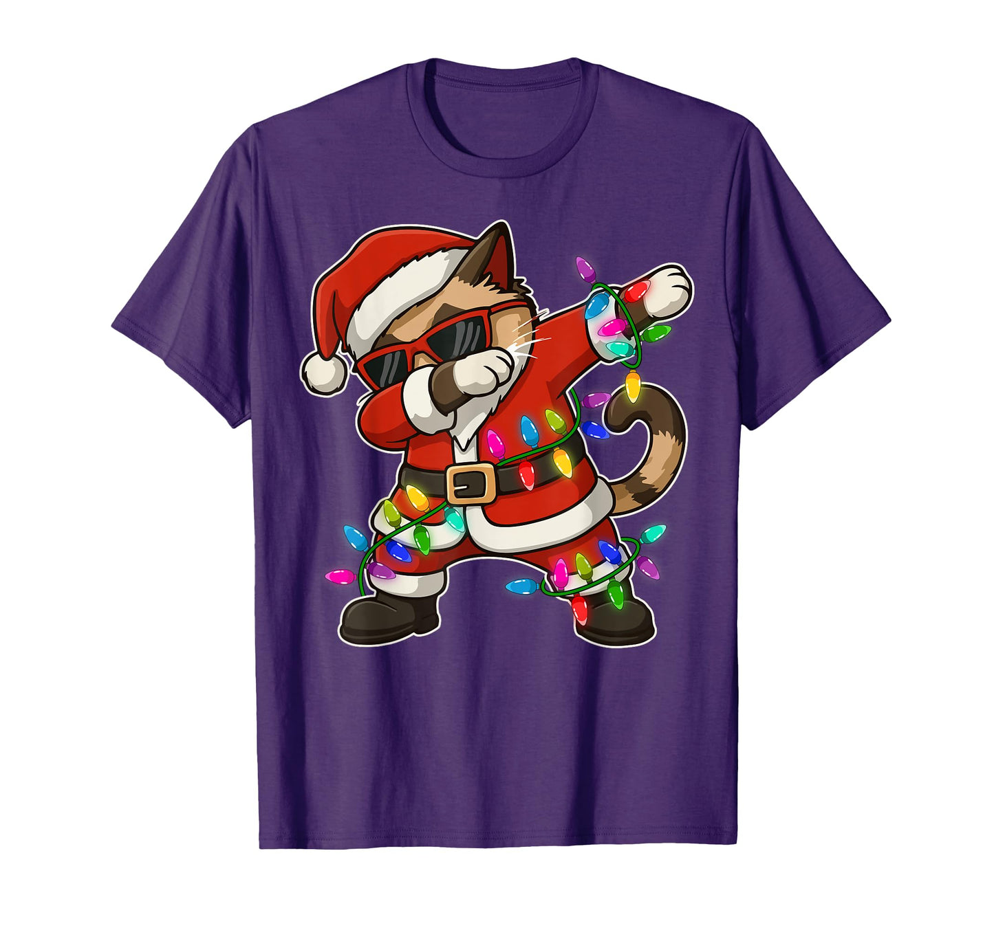 Christmas Siamese Cat Dabbing Santa Claus Xmas for Men Women T-Shirt