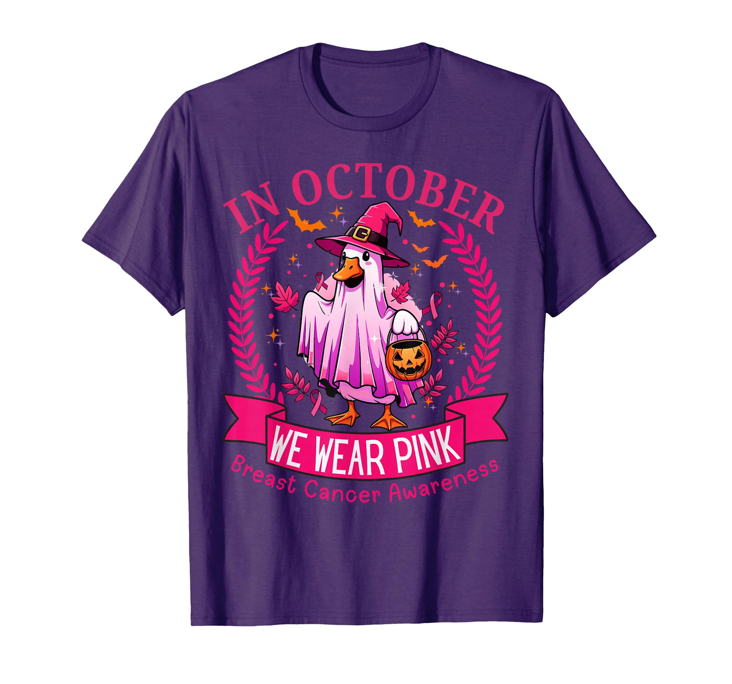 Breast Cancer Women Halloween in October We Wear Pink T-Shirt