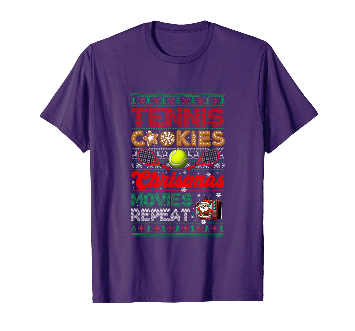 Tennis Cookies Christmas Movies Repeat Sweater Player T-Shirt