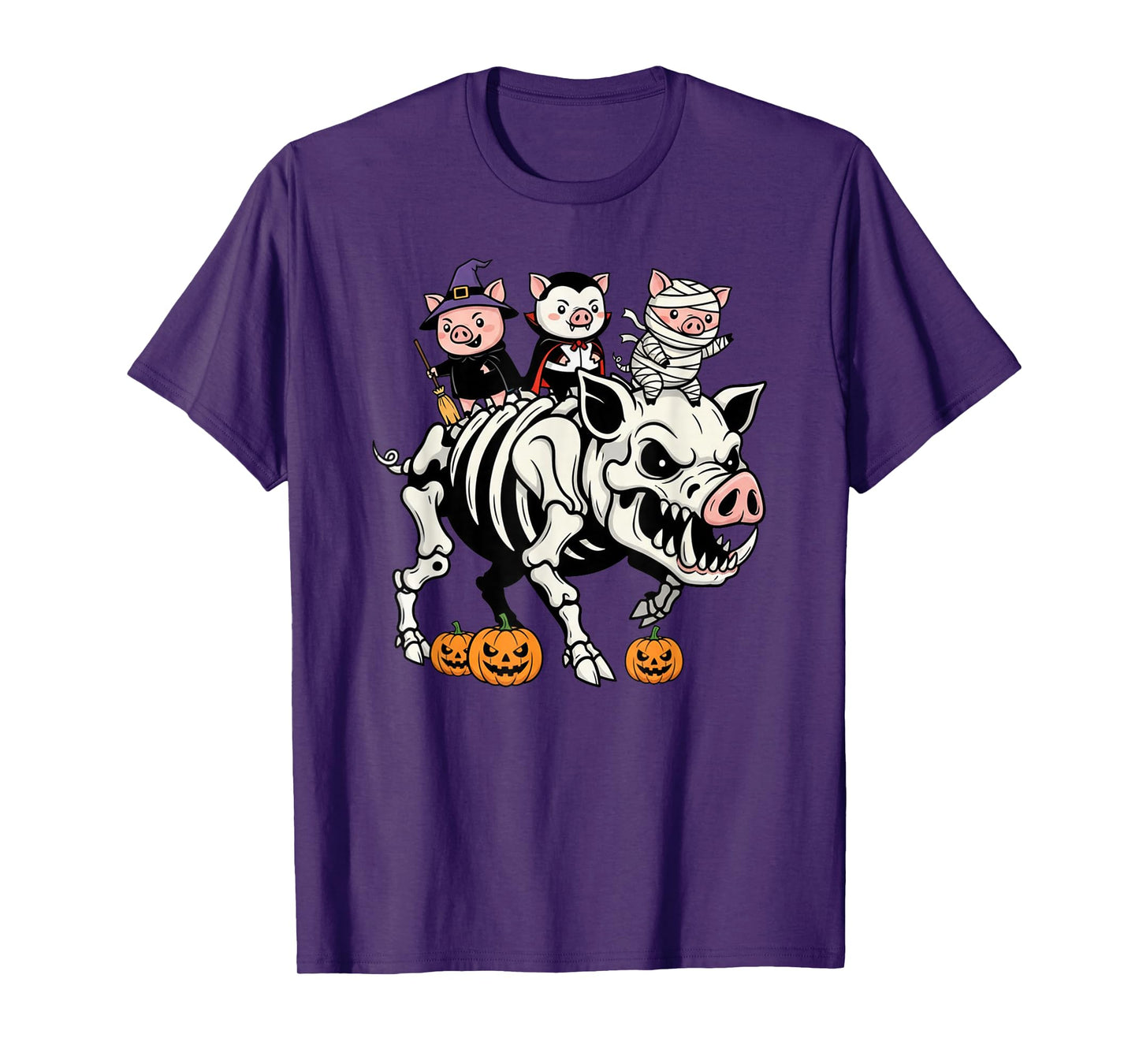 Funny Pig Skeleton Mummy Witch Halloween Kids Mens Womens T-Shirt