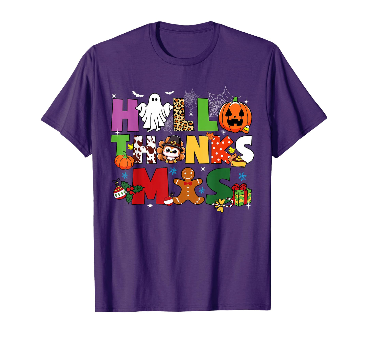 Happy Hallothanksmas Halloween Thanksgiving Christmas Day T-Shirt