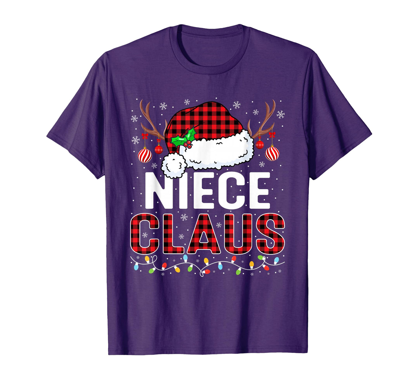 Christmas Lights Niece Claus Family Matching Xmas Pajama T-Shirt