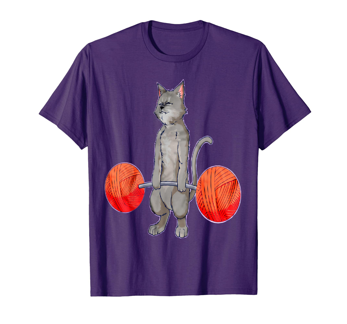 Deadlifting Grey Cat Weightlifting Bodybuilding Fitness Gym T-Shirt