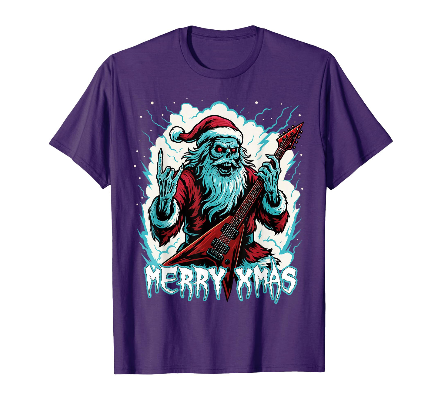Hail Santa Pagan Happy Solstice Gothic Christmas Guitar T-Shirt