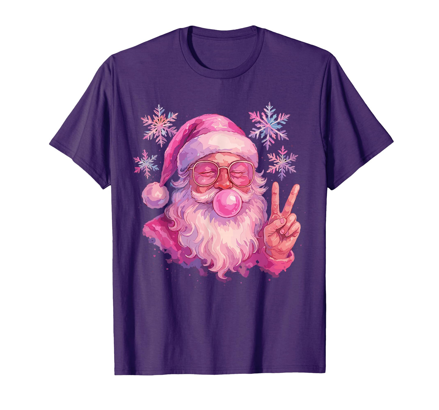 Pink Gum Bubble Blowing Santa Shirt, Vintage Pink Christmas T-Shirt