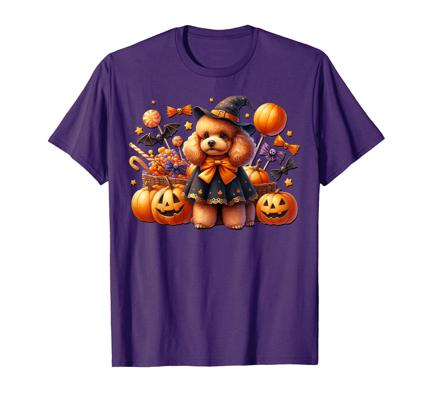 Halloween Puppy in Toy Poodle Witch Costume for Dog Mom T-Shirt