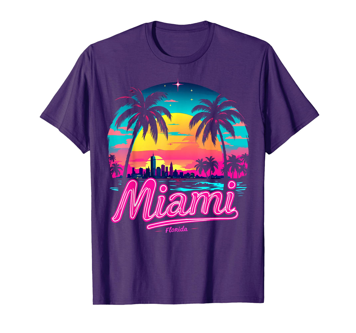 Vintage Miami Beach – Retro 305 Florida Sunset Graphic T-Shirt