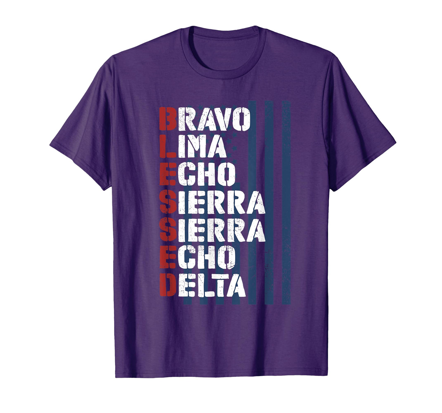 Blessed Military Alphabet Letters for Patriotic Christian T-Shirt