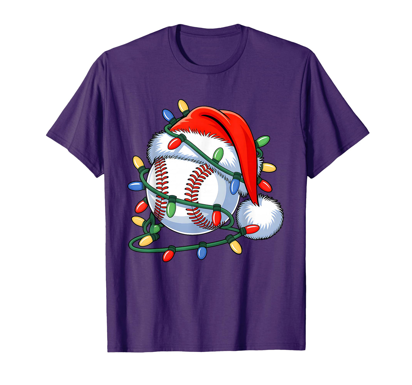 Baseball Ball Santa Hat Xmas Funny Christmas Baseball Lover T-Shirt