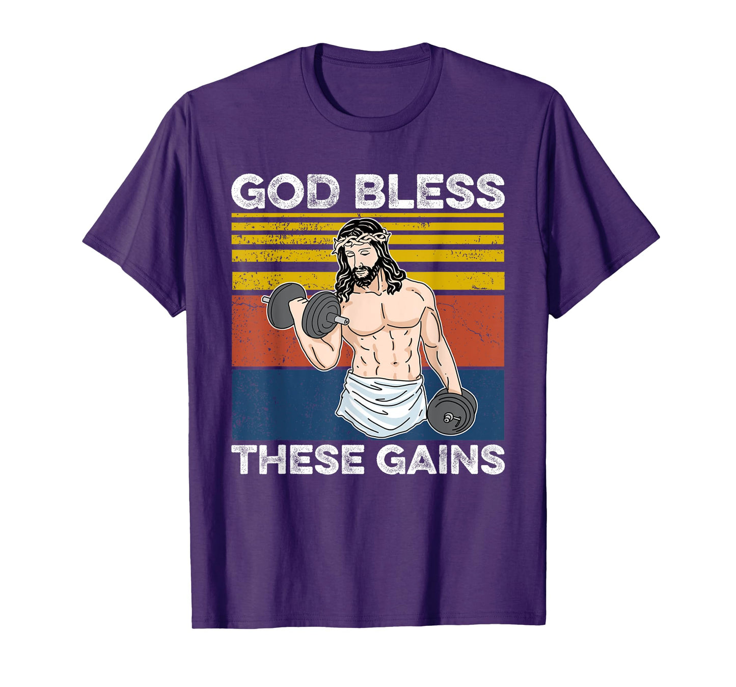 Funny Gym Shirt God Bless These Gains Fitness Workout Jesus T-Shirt