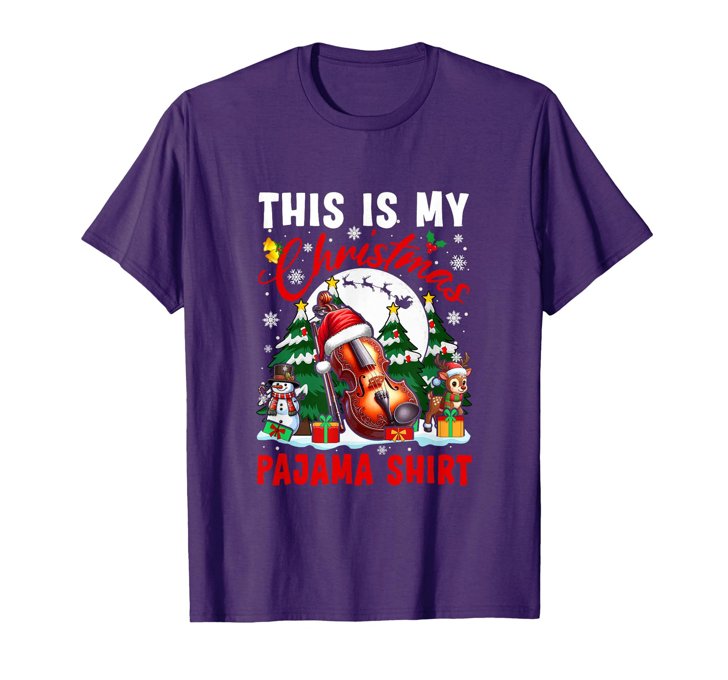 My Christmas Pajama Shirt Santa Violin Snowman Instrument T-Shirt