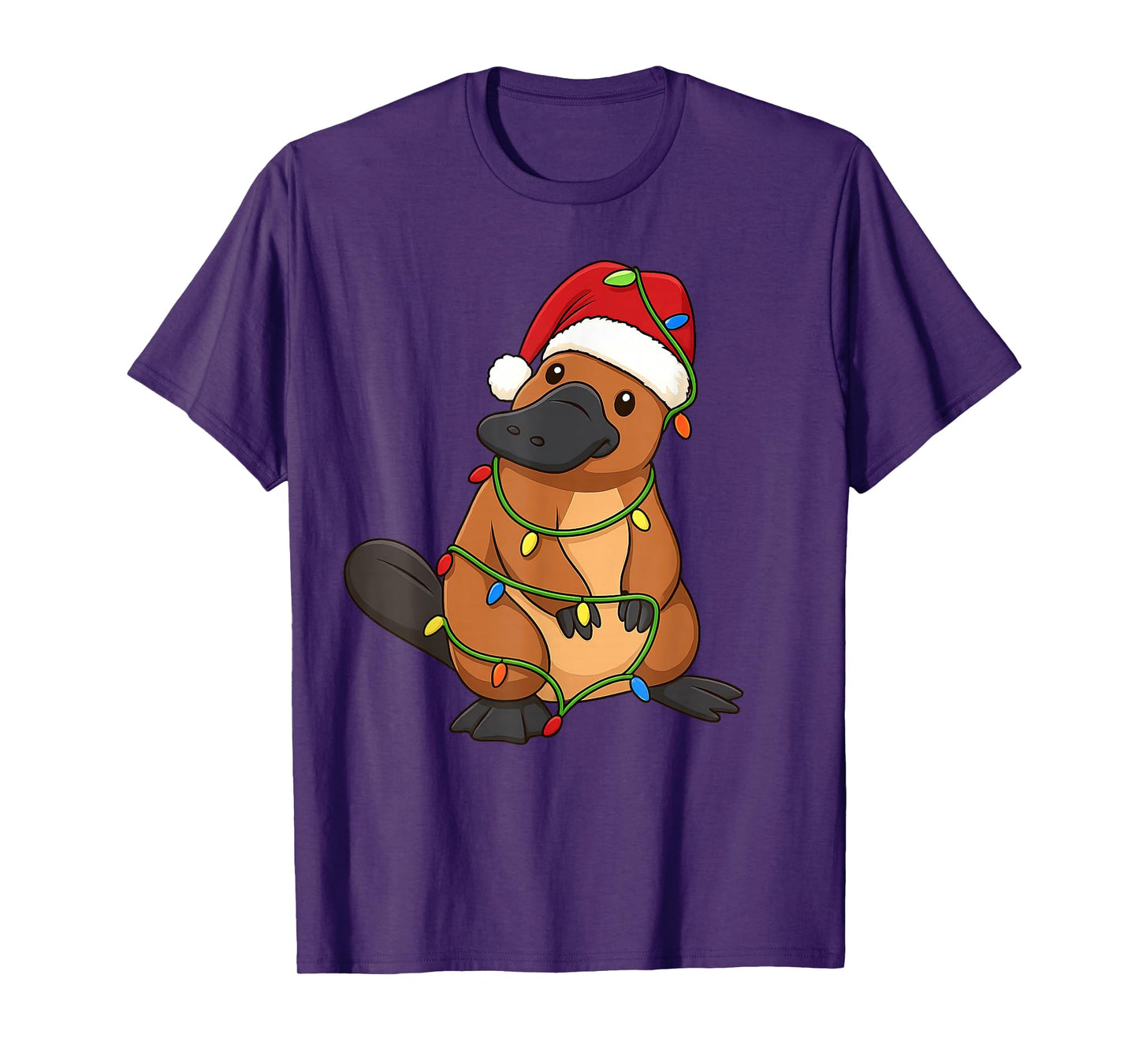 Platypus Christmas Tree Lights Holiday Animal Lover T-Shirt