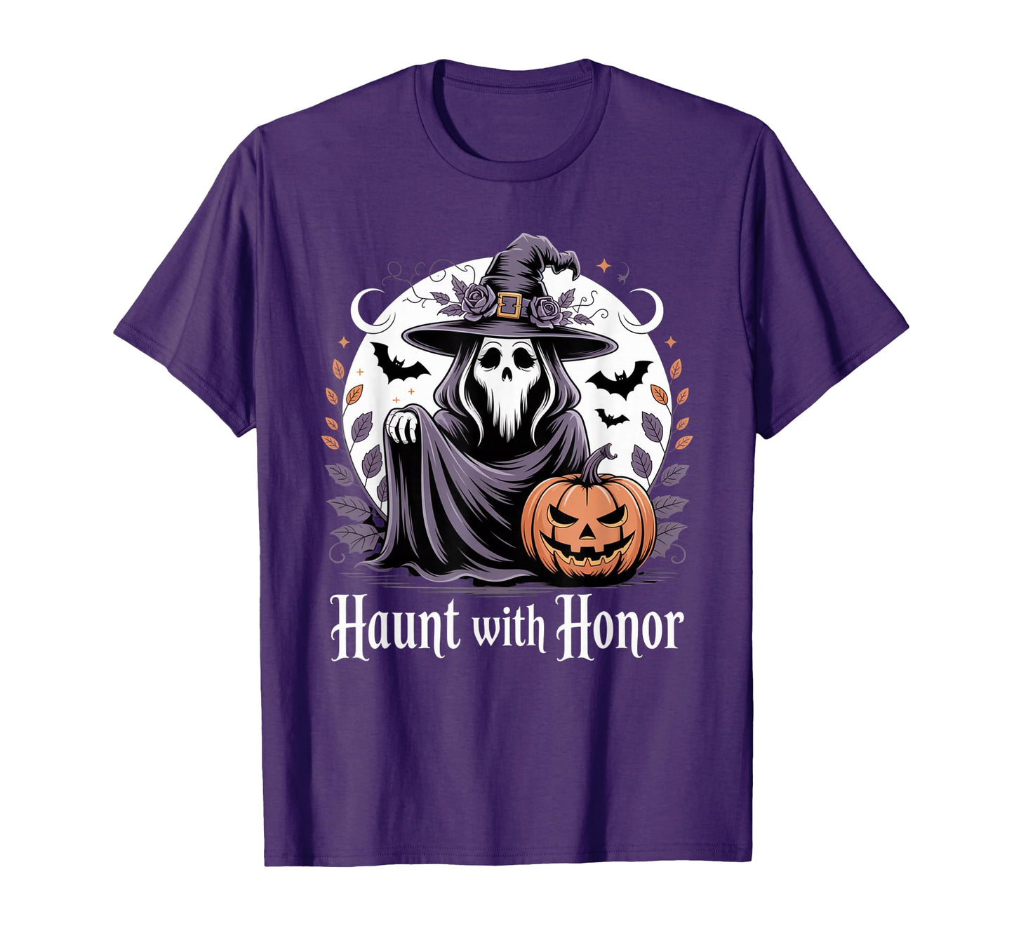 Gothic Witch Skull Pumpkin Halloween Shirt Spooky Floral T-Shirt