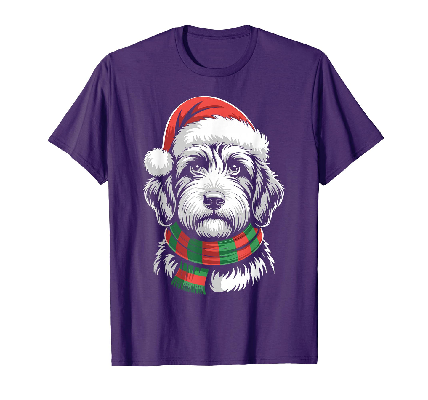 Labradoodle Dog Xmas Santa Hat Scarf Christmas Costume T-Shirt