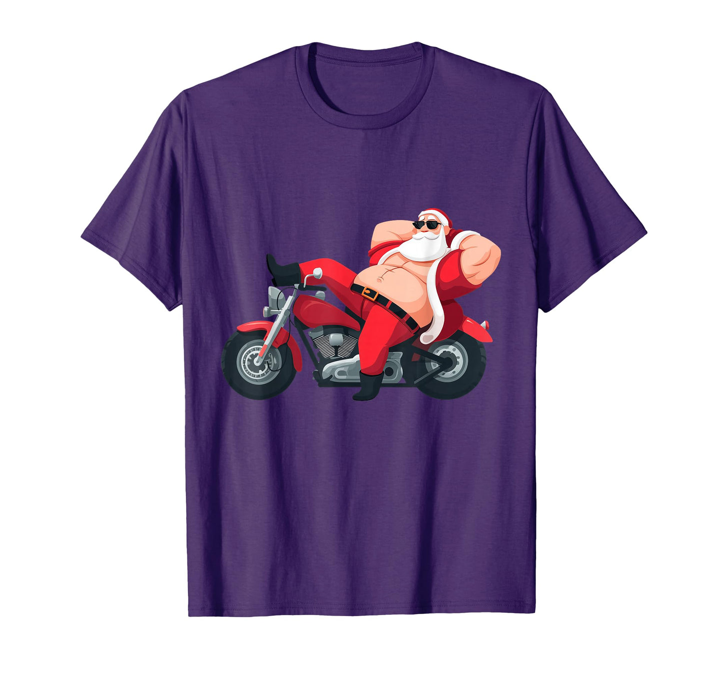 Funny Naughty Santa with Motorcycle Costume T-Shirt