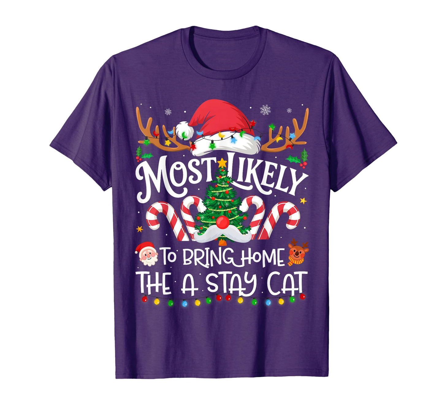 Most Likely to Bring Home The Stray Cat Family Matching Xmas T-Shirt