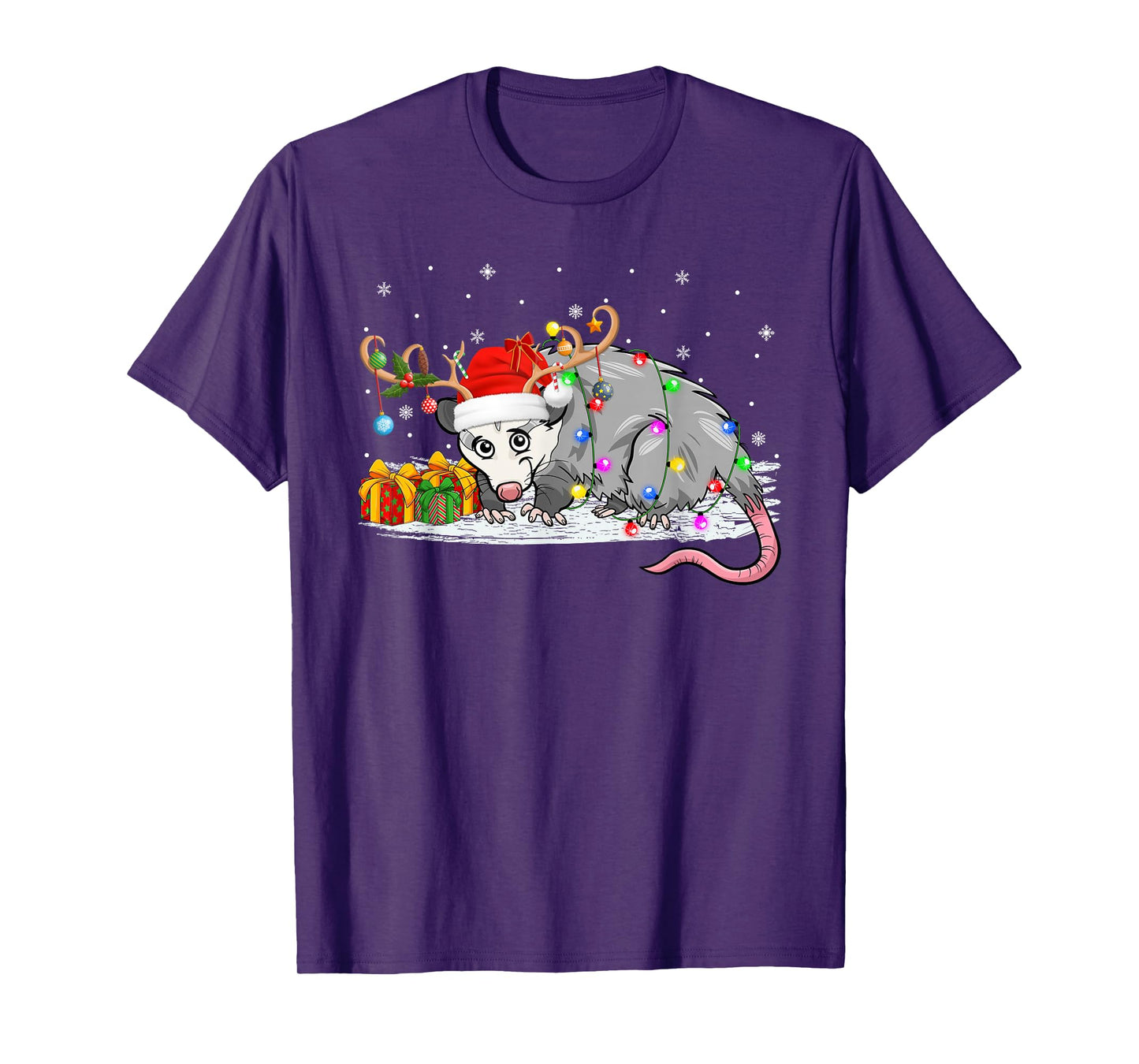 Opossum Christmas Lights Holiday Santa Xmas Pajamas T-Shirt