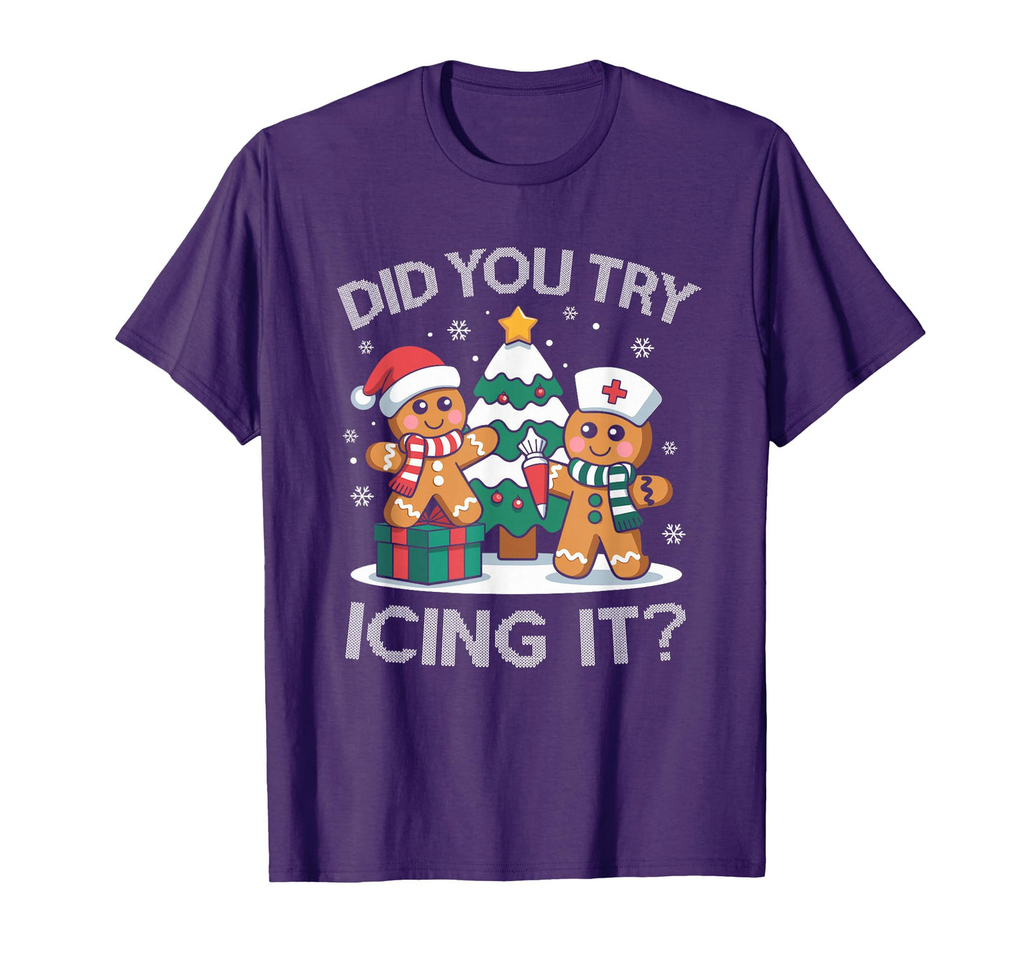 Did You Try Icing It Retro Christmas Gingerbread Nurse Squad T-Shirt