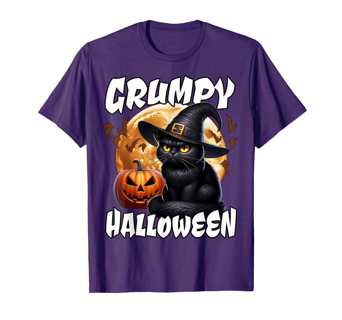 Black Cat Witch Halloween Grumpy Black Cat Halloween T-Shirt
