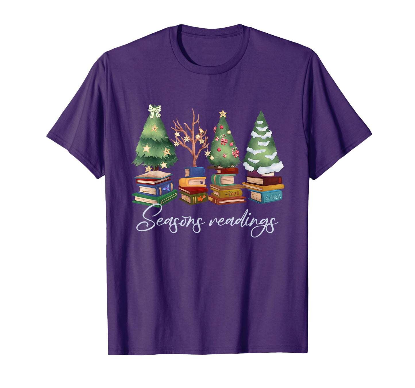 Vintage Seasons Readings Christmas Holiday Xmas Book Tree T-Shirt