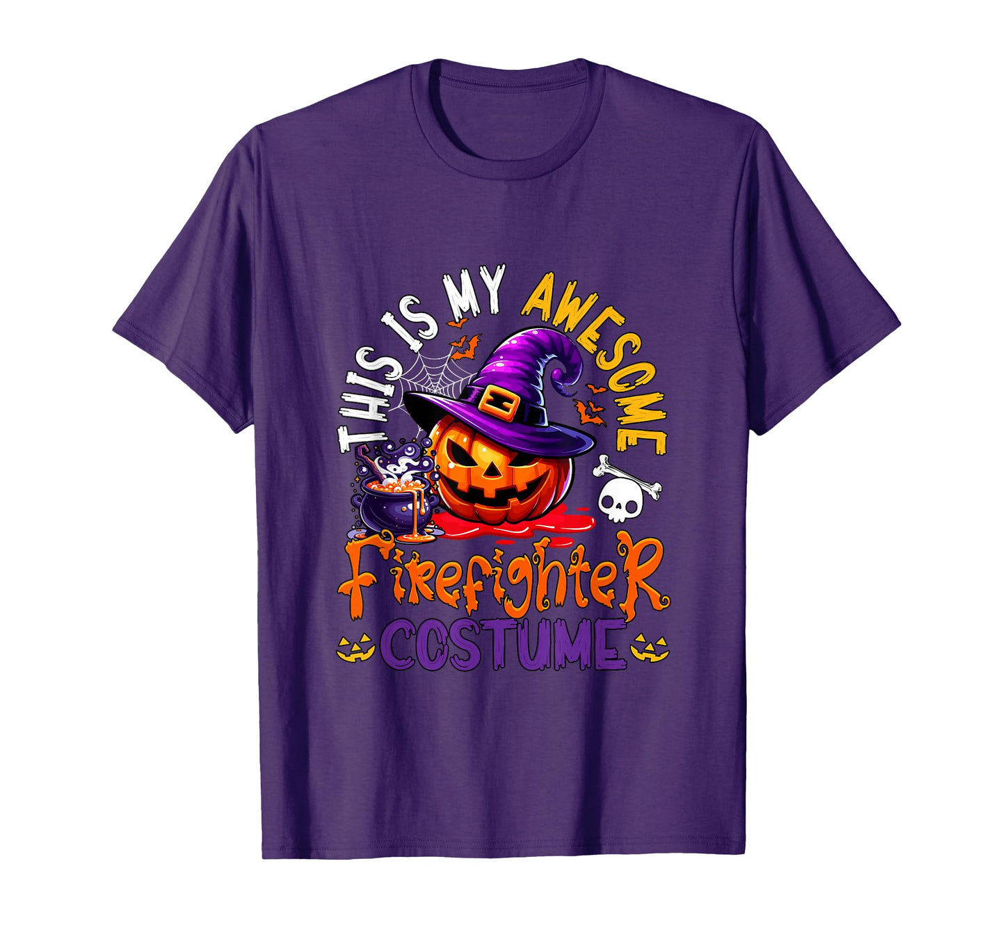 My Awesome Firefighter Costume Witch Carved Pumpkin T-Shirt