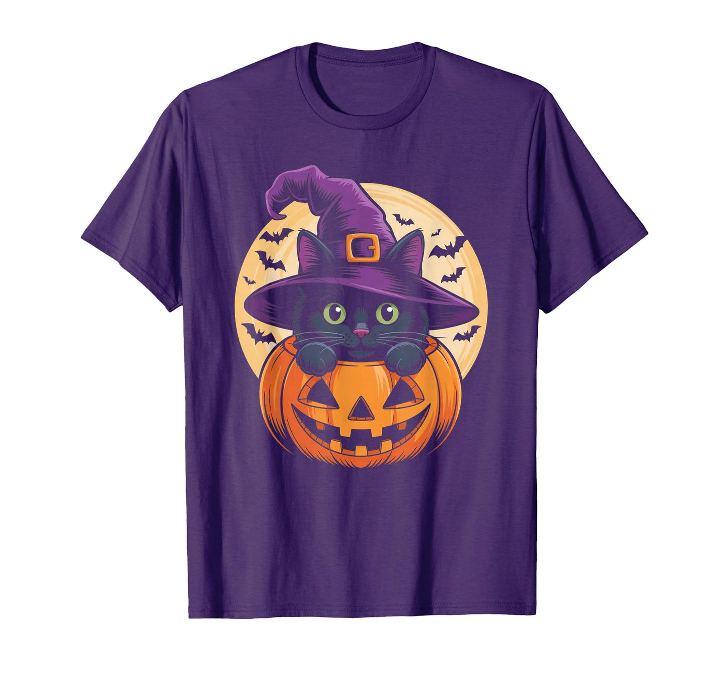 Cat Halloween Pumpkin Black Cat Scarry Spooky Gifts Kids T-Shirt