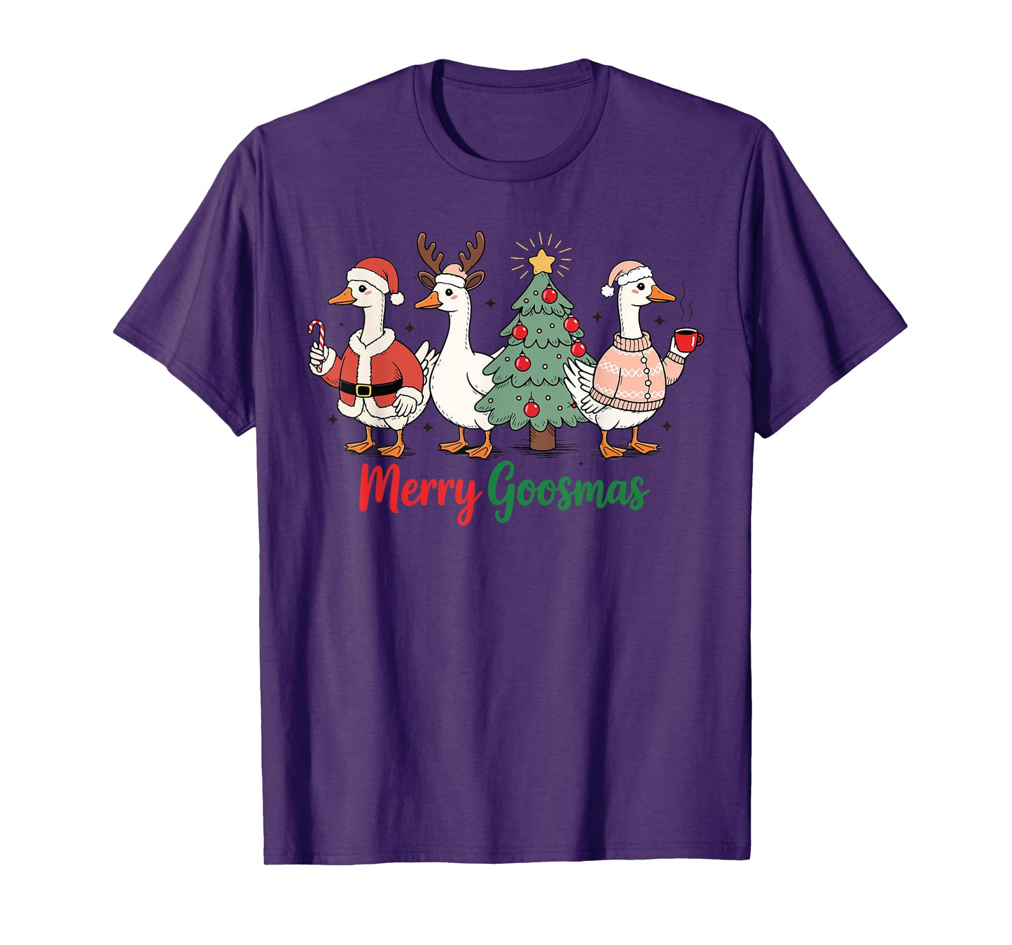 Vintage Christmas Silly Goose Santa Reindeer Men Women Kids T-Shirt