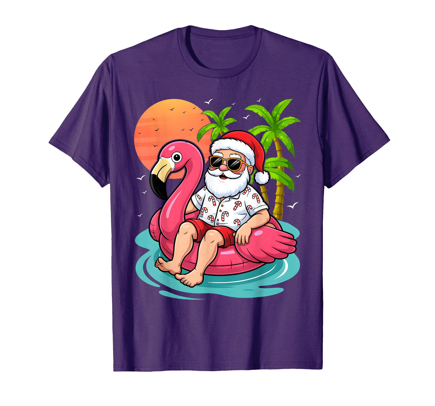 Chritmas in July Santa Flamingo Float Men Women Kids T-Shirt