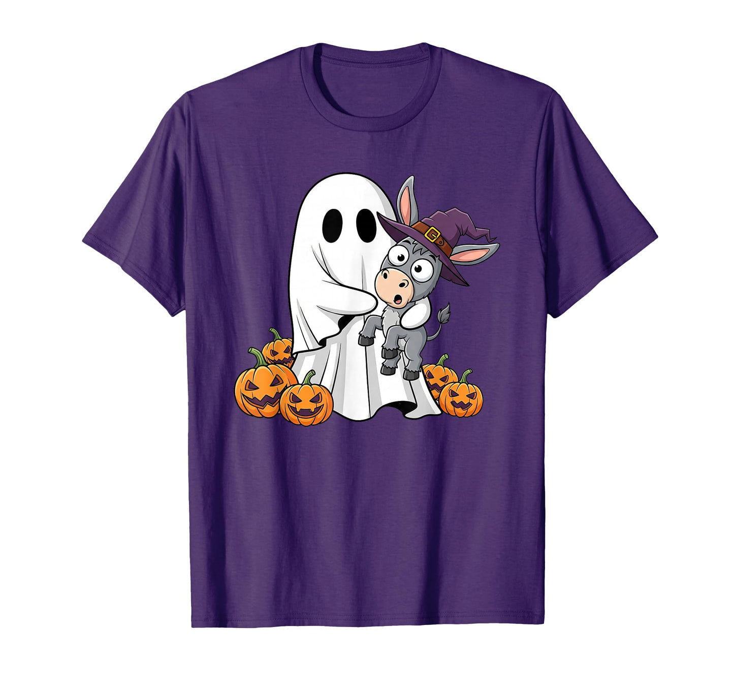 Funny Ghost Donkey Pumpkin Halloween Kids Mens Womens T-Shirt