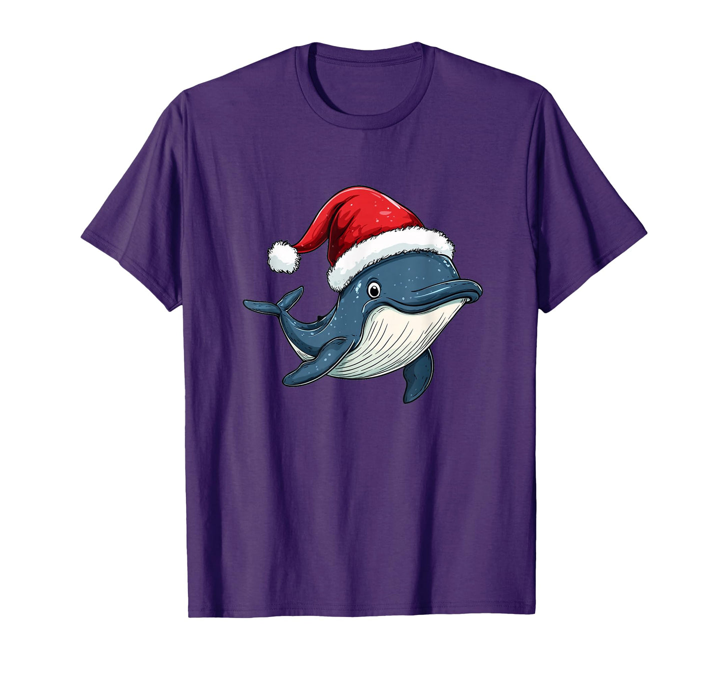 Celebrate Christmas with a Jolly Whale Wearing a Santa Hat T-Shirt