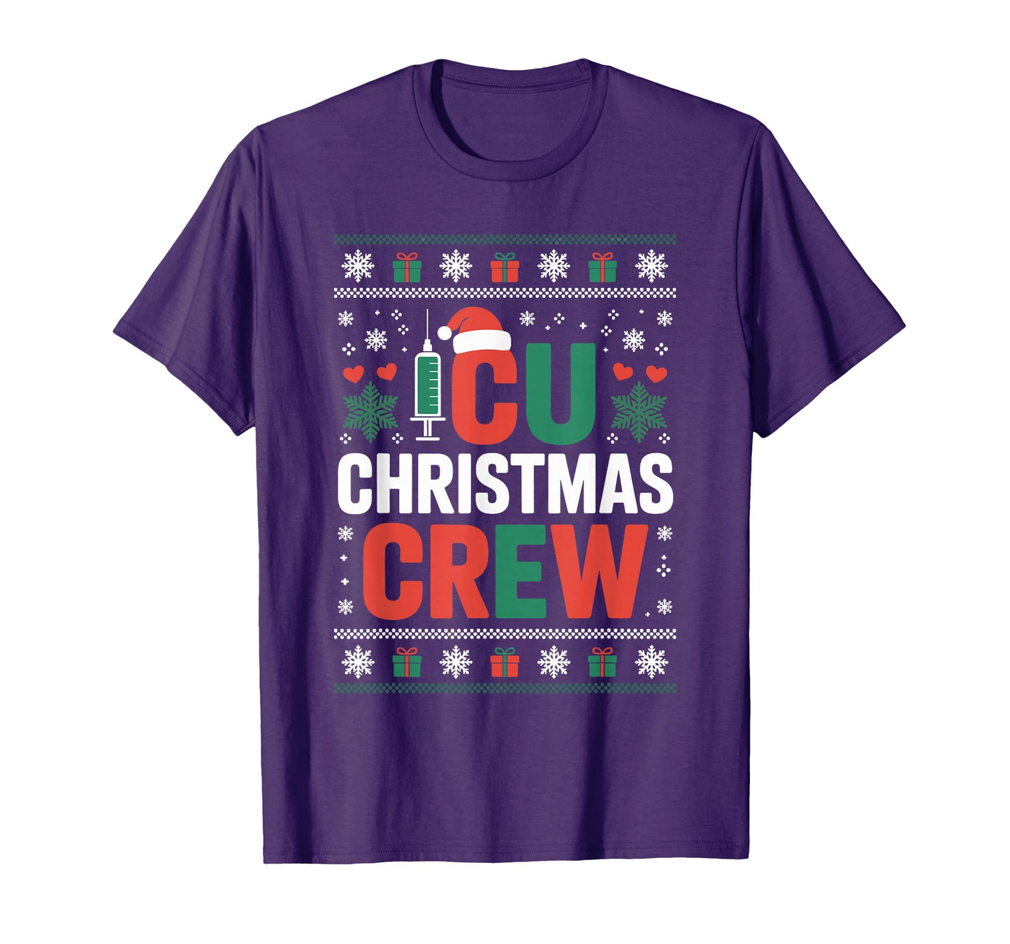 ICU Nurse Ugly Christmas Sweater Critical Care Xmas Nursing T-Shirt