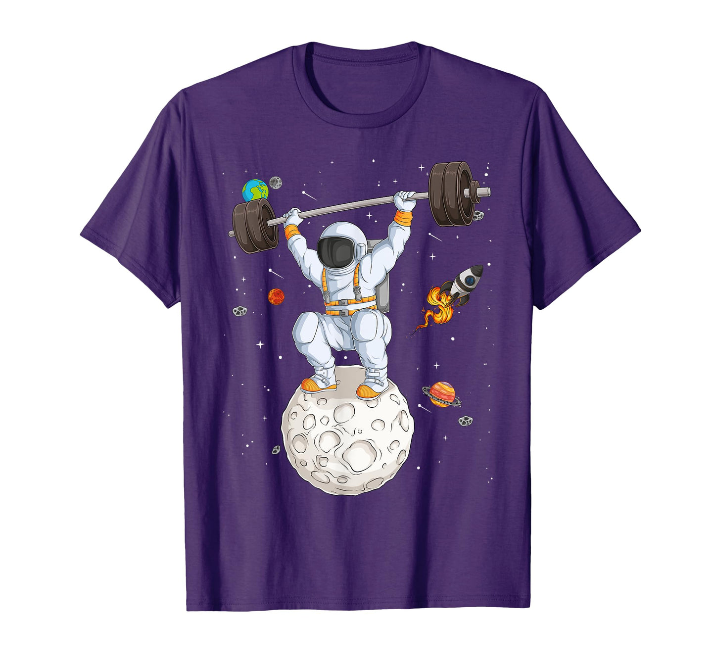 Funny Astronaut Space Weightlifting Fitness Gym Workout Men T-Shirt