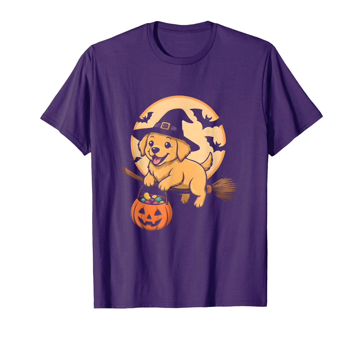Puppy Halloween Labrador Witch Hat Pumpkin Funny Costume T-Shirt