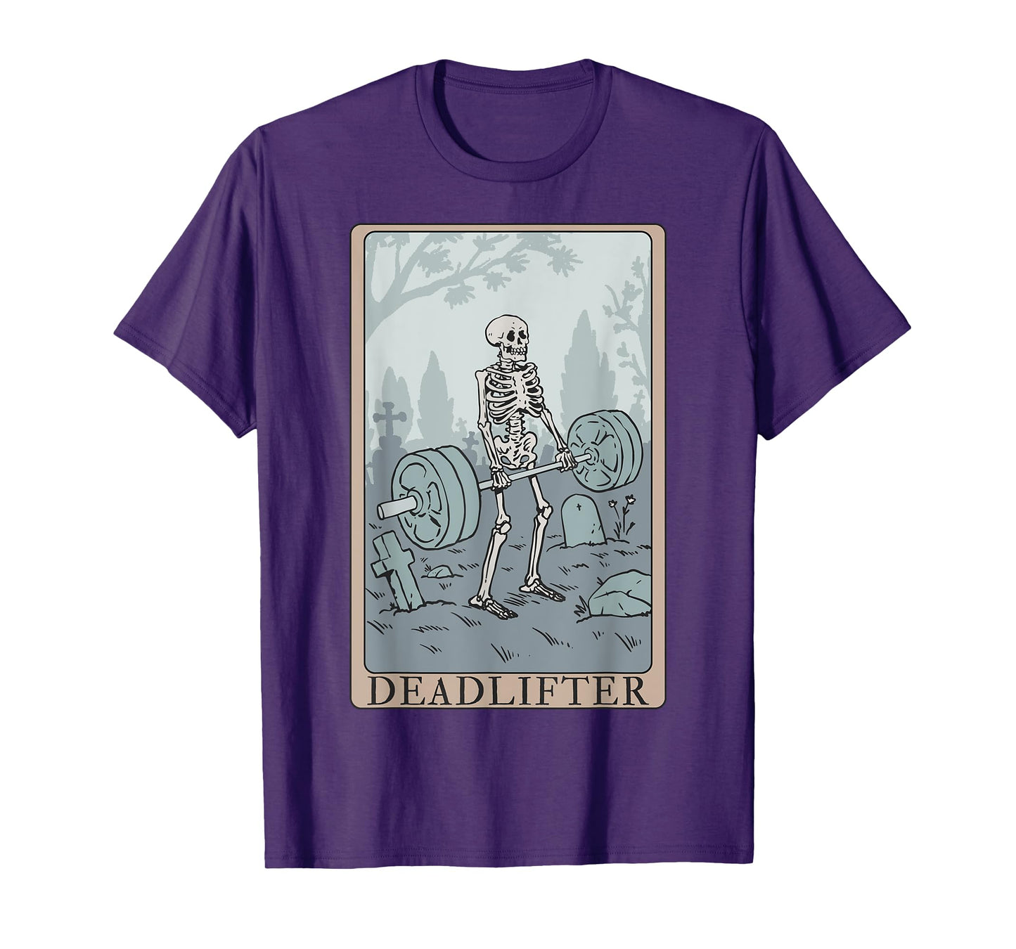 Funny Skeleton Tarot Card Deadlifter Bodybuilding T-Shirt