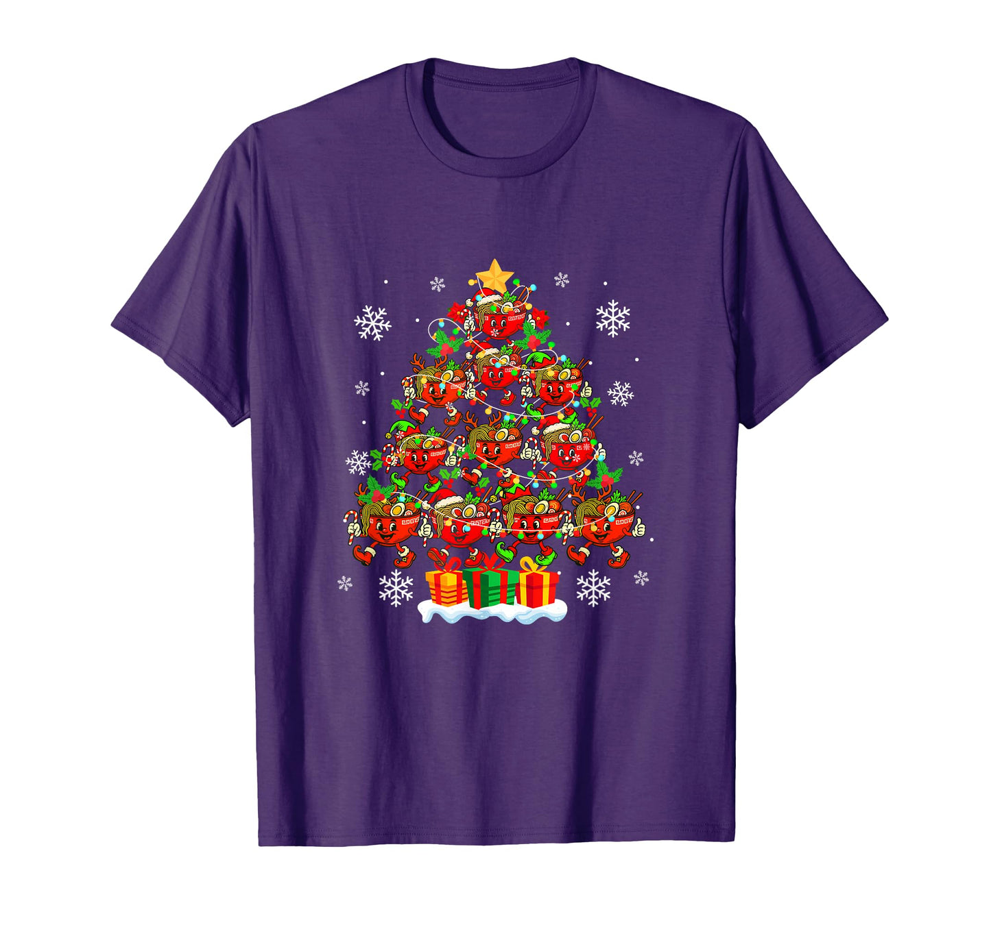 Santa Elf Reindeer Ramen Bowls Xmas Tree Japanese Food Lover T-Shirt