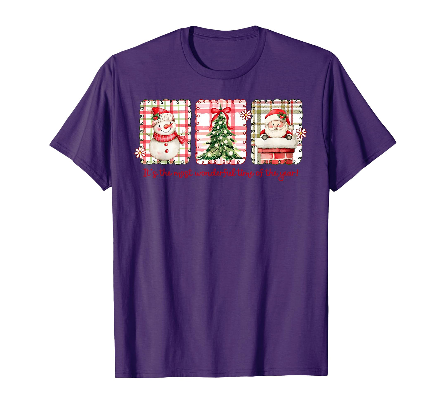 Wonderful Time of Year Merry Xmas Santa Snowman Xmas Tree T-Shirt