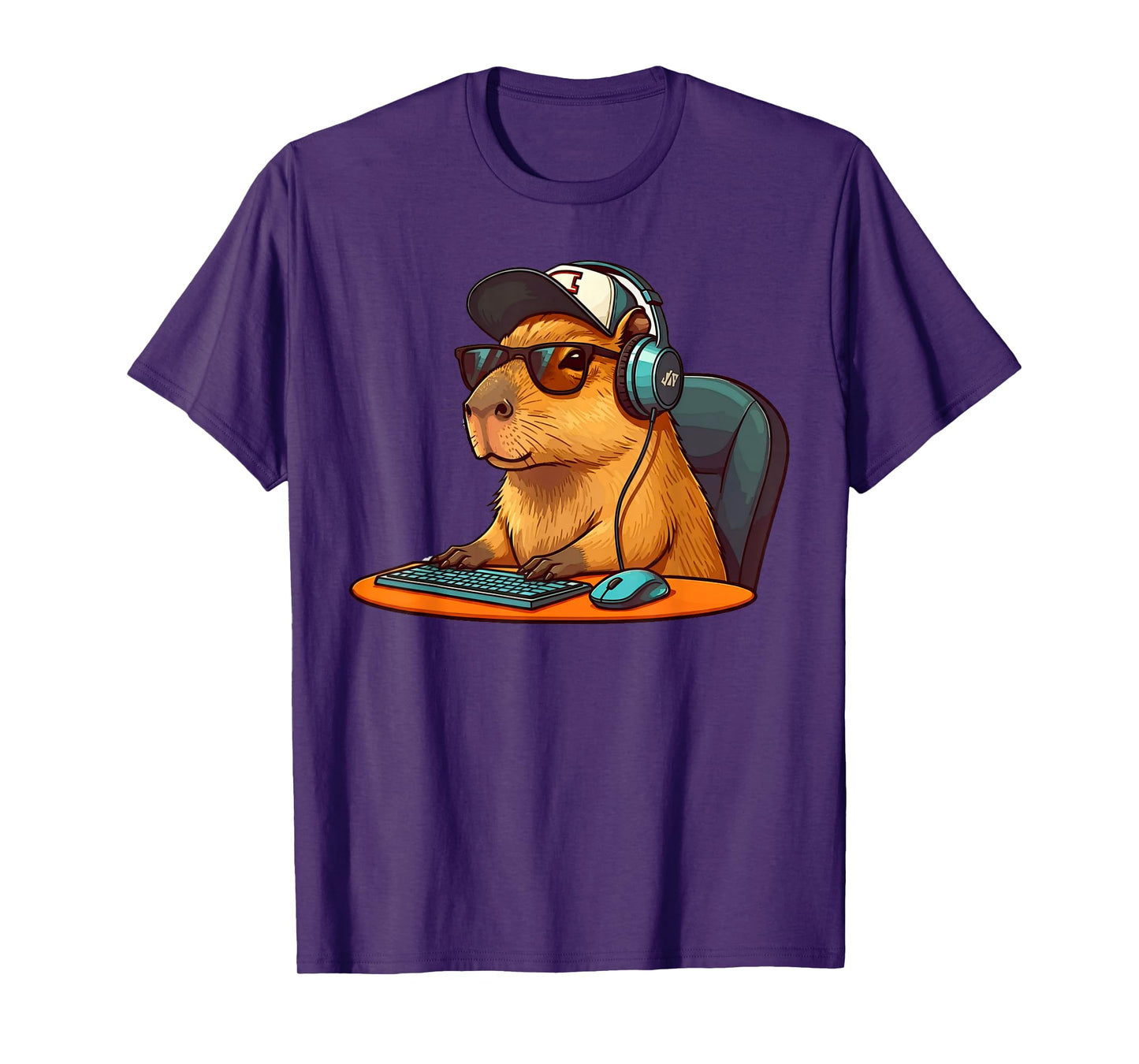 Capybara Video Games Funny Gaming Capy Men Teen Boys Kids T-Shirt