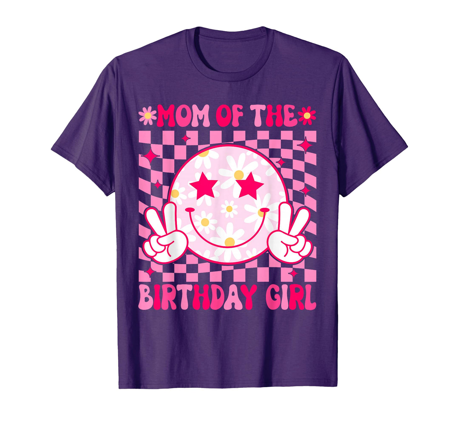 Mom of The Birthday Girl Groovy Birthday Teens Girls Preppy T-Shirt
