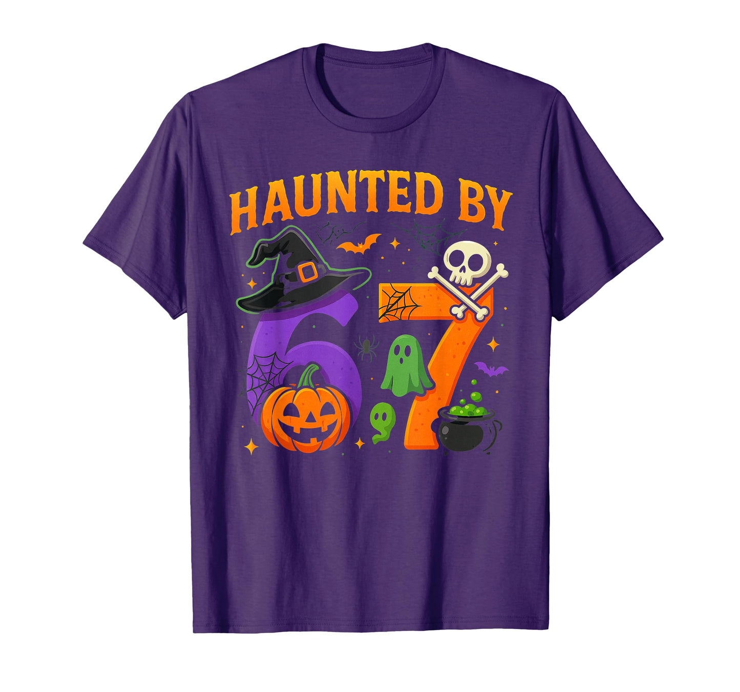 Haunted by 67 Funny Six Seven Meme Spooky Halloween Witch T-Shirt