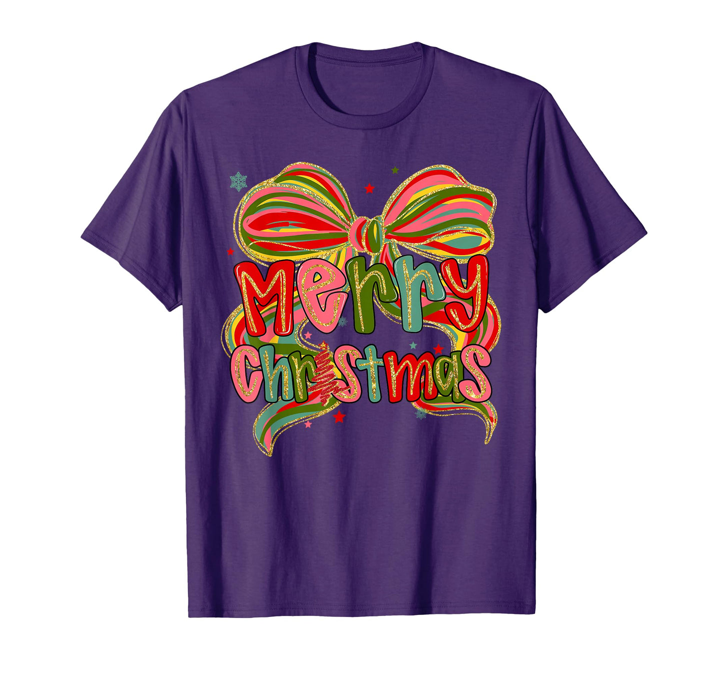 Coquette Bow Merry Christmas Xmas Family Pajamas Holiday T-Shirt
