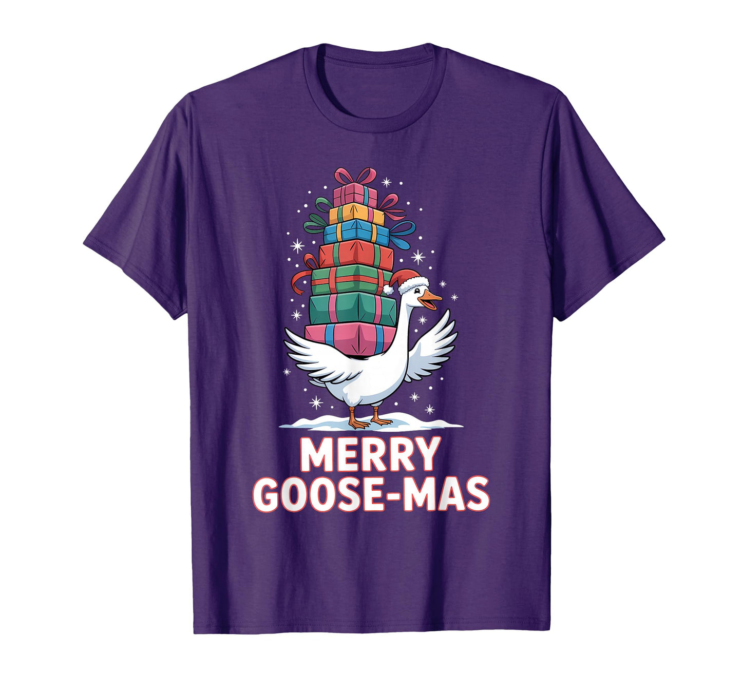 Merry Goose-mas with Xmas Presents Funny Christmas Goose T-Shirt